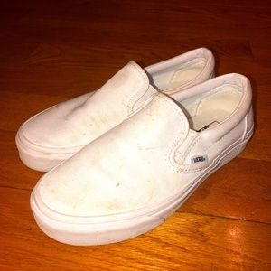 Women's True White Slip-On Vans, Size 8.5